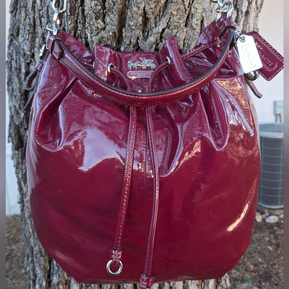 Coach Patent 17745 Madison Marielle Drawstring Bucket Shoulder Bag Hobo Tote